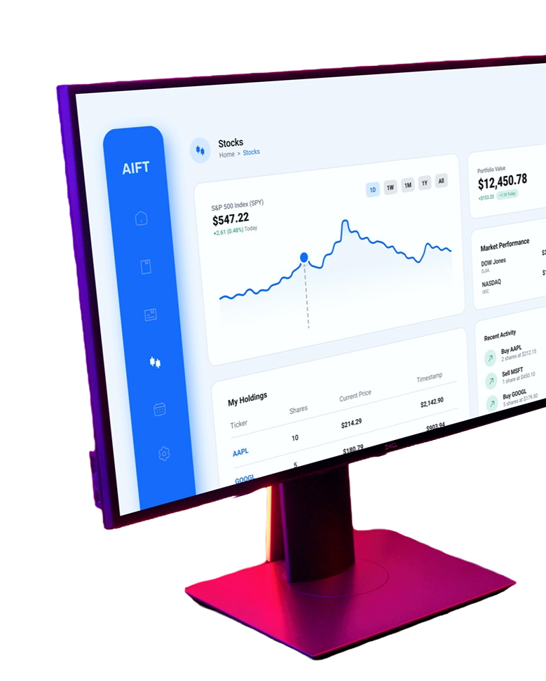 Stock market game on monitor